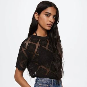 NWT Mango Openwork Knit Top Size Large
